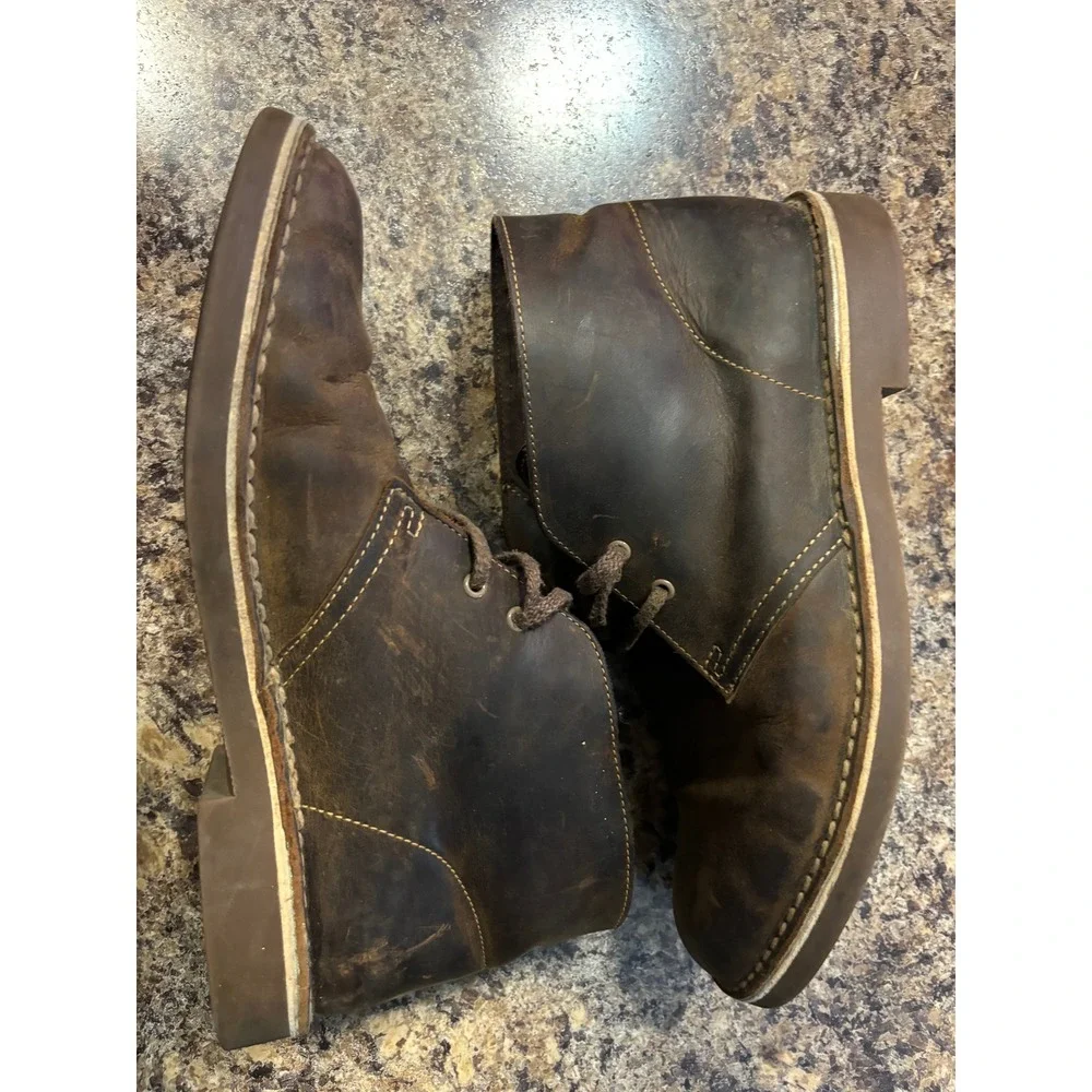 Clarks Mens Bushacre 2 Beeswax Brown Leather Chukka Desert Boots 8.5 M